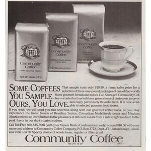 1982 Community Coffee Vintage Print Ad Gourmet Brand Baton Rouge Louisiana